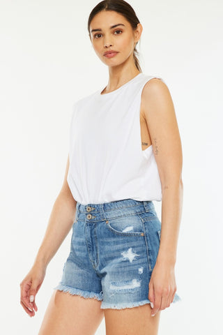 Shop Kancan Full Size High Rise Raw Hem Denim Shorts Now On Klozey Store - Trendy U.S. Premium Women Apparel & Accessories And Be Up-To-Fashion!