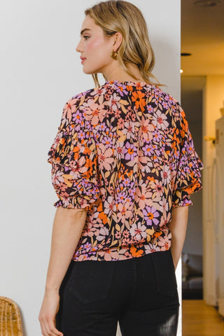 Shop ODDI Full Size Floral Tie Neck Ruffled Blouse Now On Klozey Store - Trendy U.S. Premium Women Apparel & Accessories And Be Up-To-Fashion!