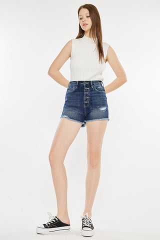 Shop Kancan Raw Hem Button Fly Denim Shorts Now On Klozey Store - Trendy U.S. Premium Women Apparel & Accessories And Be Up-To-Fashion!