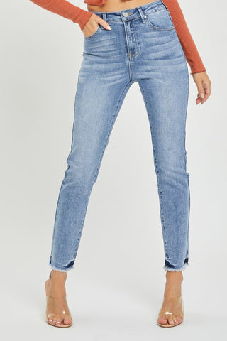 Shop RISEN Full Size High Rise Frayed Hem Skinny Jeans Now On Klozey Store - Trendy U.S. Premium Women Apparel & Accessories And Be Up-To-Fashion!