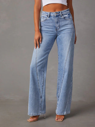 Shop High Waist Straight Jeans with Pockets Now On Klozey Store - Trendy U.S. Premium Women Apparel & Accessories And Be Up-To-Fashion!