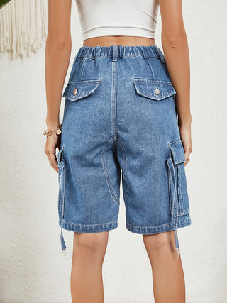 Shop High Waist Denim Shorts with Pockets Now On Klozey Store - Trendy U.S. Premium Women Apparel & Accessories And Be Up-To-Fashion!