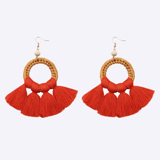 Shop Tassel Cotton Cord Rattan Dangle Earrings Now On Klozey Store - Trendy U.S. Premium Women Apparel & Accessories And Be Up-To-Fashion!