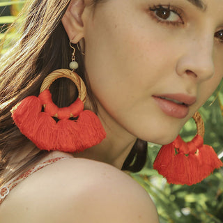 Shop Tassel Cotton Cord Rattan Dangle Earrings Now On Klozey Store - Trendy U.S. Premium Women Apparel & Accessories And Be Up-To-Fashion!