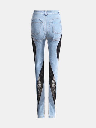 Shop Lace Patchwork Skinny Jeans Now On Klozey Store - Trendy U.S. Premium Women Apparel & Accessories And Be Up-To-Fashion!
