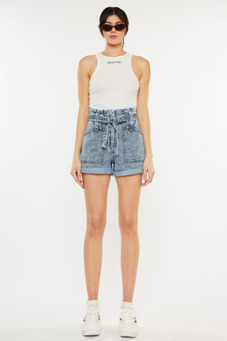 Shop Kancan Ultra High Rise Paperbag Denim Shorts Now On Klozey Store - Trendy U.S. Premium Women Apparel & Accessories And Be Up-To-Fashion!