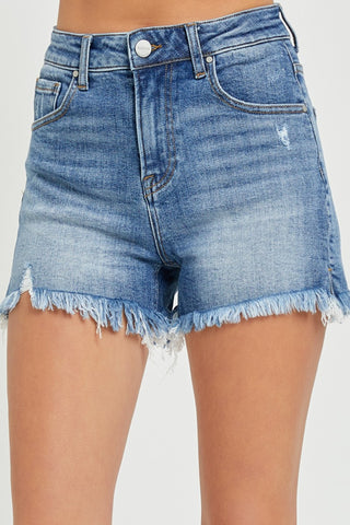 Shop RISEN Full Size High Rise Raw Hem Denim Shorts Now On Klozey Store - Trendy U.S. Premium Women Apparel & Accessories And Be Up-To-Fashion!