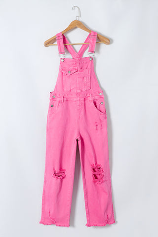 Shop Distressed Pocketed Wide Strap Denim Overalls Now On Klozey Store - Trendy U.S. Premium Women Apparel & Accessories And Be Up-To-Fashion!