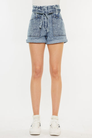 Shop Kancan Ultra High Rise Paperbag Denim Shorts Now On Klozey Store - Trendy U.S. Premium Women Apparel & Accessories And Be Up-To-Fashion!
