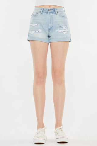 Shop Kancan High Rise Repaired Mom Denim Shorts Now On Klozey Store - Trendy U.S. Premium Women Apparel & Accessories And Be Up-To-Fashion!