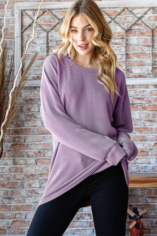 Shop Heimish Full Size Round Neck Dropped Shoulder Blouse Now On Klozey Store - Trendy U.S. Premium Women Apparel & Accessories And Be Up-To-Fashion!