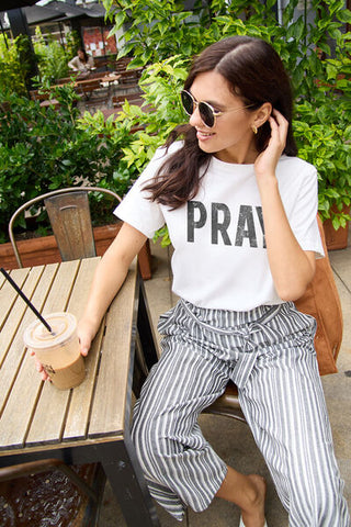 Shop Simply Love Full Size PRAY Round Neck T-Shirt Now On Klozey Store - Trendy U.S. Premium Women Apparel & Accessories And Be Up-To-Fashion!