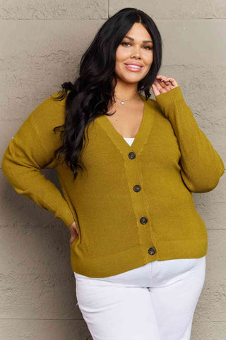 Shop Zenana Kiss Me Tonight Full Size Button Down Cardigan in Chartreuse Now On Klozey Store - Trendy U.S. Premium Women Apparel & Accessories And Be Up-To-Fashion!