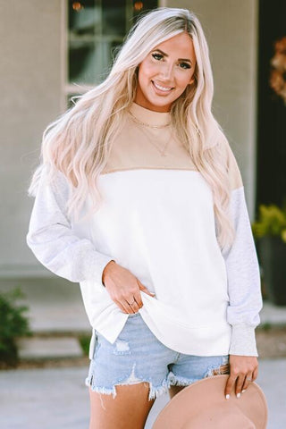 Shop Drop Shoulder Color Block Sweatshirt Now On Klozey Store - Trendy U.S. Premium Women Apparel & Accessories And Be Up-To-Fashion!