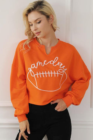 Shop GAME DAY Ball Graphic Notched Sweatshirt Now On Klozey Store - Trendy U.S. Premium Women Apparel & Accessories And Be Up-To-Fashion!