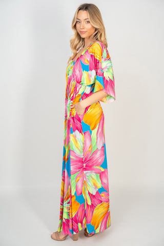 Shop White Birch Printed V-Neck Maxi Dress with Pockets Now On Klozey Store - Trendy U.S. Premium Women Apparel & Accessories And Be Up-To-Fashion!