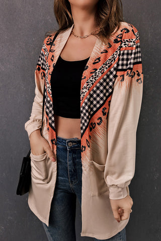 Shop Double Take Leopard Plaid Open Front Longline Cardigan with Pockets Now On Klozey Store - Trendy U.S. Premium Women Apparel & Accessories And Be Up-To-Fashion!