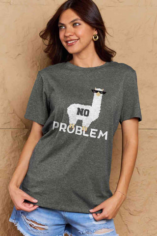 Shop Simply Love Full Size NO PROBLEM Graphic Cotton Tee Now On Klozey Store - Trendy U.S. Premium Women Apparel & Accessories And Be Up-To-Fashion!
