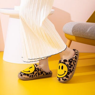 Shop Melody Smiley Face Leopard Slippers Now On Klozey Store - Trendy U.S. Premium Women Apparel & Accessories And Be Up-To-Fashion!