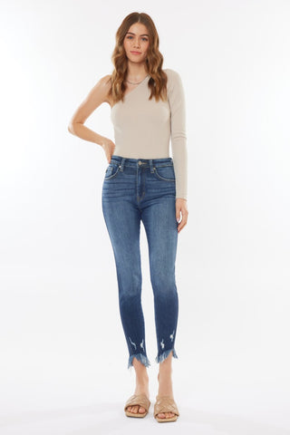 Shop Kancan Raw Hem High Waist Cropped Jeans Now On Klozey Store - Trendy U.S. Premium Women Apparel & Accessories And Be Up-To-Fashion!