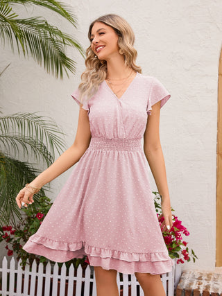 Shop Swiss Dot Cap Sleeve Dress Now On Klozey Store - Trendy U.S. Premium Women Apparel & Accessories And Be Up-To-Fashion!