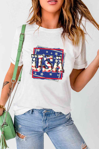 Shop USA Graphic Round Neck Tee Shirt Now On Klozey Store - Trendy U.S. Premium Women Apparel & Accessories And Be Up-To-Fashion!
