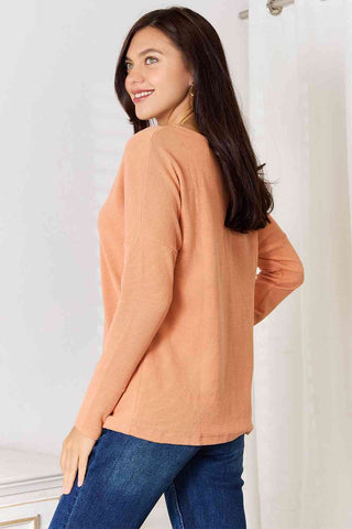 Shop Basic Bae Half Button Long Sleeve Top Now On Klozey Store - Trendy U.S. Premium Women Apparel & Accessories And Be Up-To-Fashion!