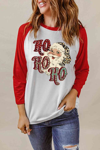 Shop Santa Graphic Raglan Sleeve T-Shirt Now On Klozey Store - Trendy U.S. Premium Women Apparel & Accessories And Be Up-To-Fashion!