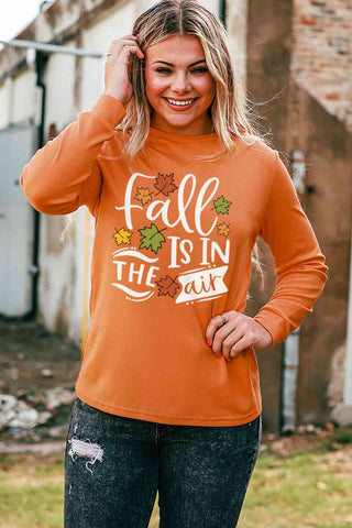 Shop Round Neck Long Sleeve FALL IS IN THE AIR Graphic Sweatshirt Now On Klozey Store - Trendy U.S. Premium Women Apparel & Accessories And Be Up-To-Fashion!