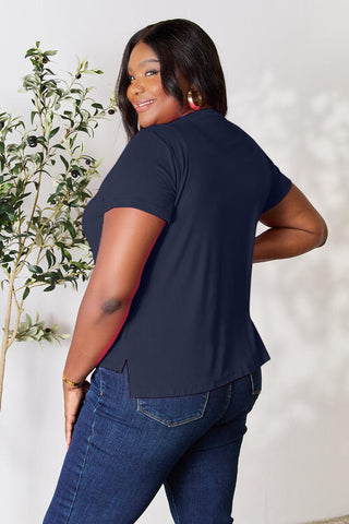 Shop Basic Bae Full Size Round Neck Short Sleeve T-Shirt Now On Klozey Store - Trendy U.S. Premium Women Apparel & Accessories And Be Up-To-Fashion!