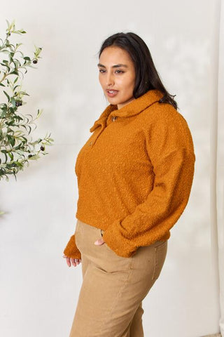 Shop Culture Code Full Size Half Button Turtleneck Sweatshirt Now On Klozey Store - Trendy U.S. Premium Women Apparel & Accessories And Be Up-To-Fashion!