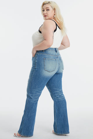 Shop BAYEAS Full Size Ultra High-Waist Gradient Bootcut Jeans Now On Klozey Store - Trendy U.S. Premium Women Apparel & Accessories And Be Up-To-Fashion!