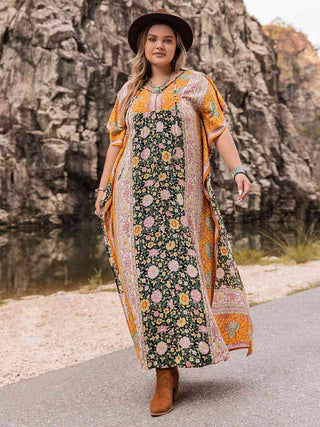 Shop Plus Size Tie Neck Maxi Dress Now On Klozey Store - Trendy U.S. Premium Women Apparel & Accessories And Be Up-To-Fashion!