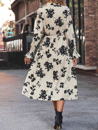 Shop Tie Neck Flounce Sleeve Dress Now On Klozey Store - Trendy U.S. Premium Women Apparel & Accessories And Be Up-To-Fashion!