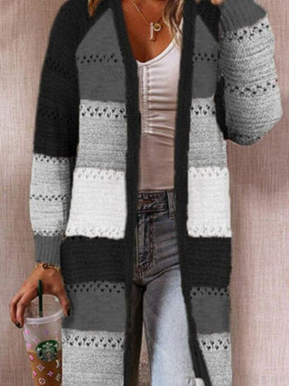 Shop Color Block Open Front Openwork Cardigan Now On Klozey Store - Trendy U.S. Premium Women Apparel & Accessories And Be Up-To-Fashion!