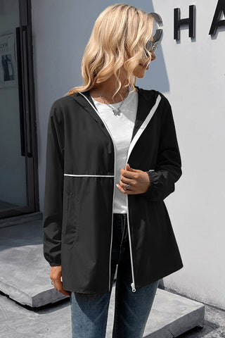 Shop Zip Up Long Sleeve Hooded Watertight Jacket Now On Klozey Store - Trendy U.S. Premium Women Apparel & Accessories And Be Up-To-Fashion!