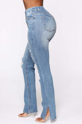 Shop Distressed Slit Jeans Now On Klozey Store - Trendy U.S. Premium Women Apparel & Accessories And Be Up-To-Fashion!
