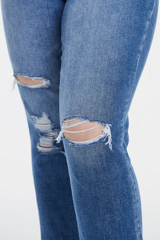 Shop BAYEAS Full Size High Waist Distressed Cat's Whiskers Straight Jeans Now On Klozey Store - Trendy U.S. Premium Women Apparel & Accessories And Be Up-To-Fashion!