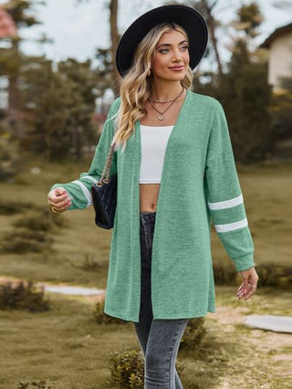Shop Striped Open Front Dropped Shoulder Cardigan Now On Klozey Store - Trendy U.S. Premium Women Apparel & Accessories And Be Up-To-Fashion!
