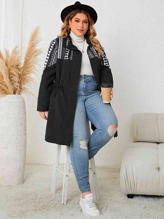 Shop Plus Size Drawstring Waist Trench Coat Now On Klozey Store - Trendy U.S. Premium Women Apparel & Accessories And Be Up-To-Fashion!