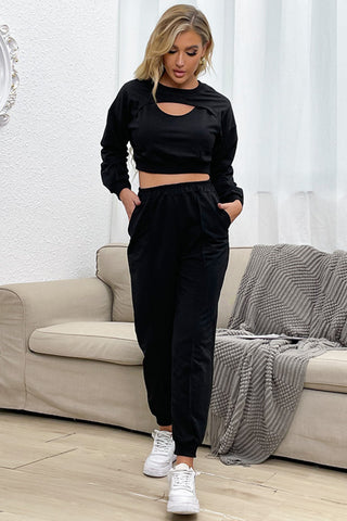 Shop Cut Out Crop Top and Joggers Set Now On Klozey Store - Trendy U.S. Premium Women Apparel & Accessories And Be Up-To-Fashion!