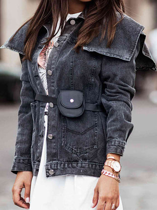 Shop Collared Neck Button Down Denim Jacket Now On Klozey Store - Trendy U.S. Premium Women Apparel & Accessories And Be Up-To-Fashion!