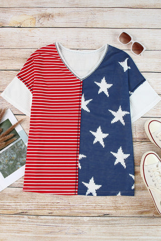 Shop Star and Stripe V-Neck Top Now On Klozey Store - Trendy U.S. Premium Women Apparel & Accessories And Be Up-To-Fashion!