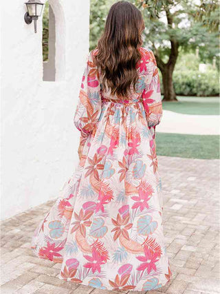 Shop Plus Size V-Neck Printed Slit Dress Now On Klozey Store - Trendy U.S. Premium Women Apparel & Accessories And Be Up-To-Fashion!
