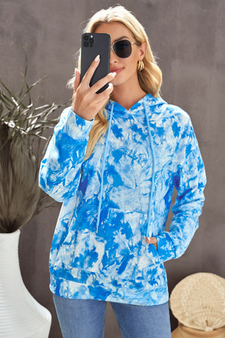 Shop Tie-Dye Drawstring Hoodie with Pocket Now On Klozey Store - Trendy U.S. Premium Women Apparel & Accessories And Be Up-To-Fashion!