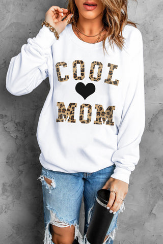 Shop COOL MOM Heart Graphic Round Neck Sweatshirt Now On Klozey Store - Trendy U.S. Premium Women Apparel & Accessories And Be Up-To-Fashion!