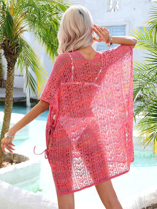 Shop Slit Openwork V-Neck Cover Up Now On Klozey Store - Trendy U.S. Premium Women Apparel & Accessories And Be Up-To-Fashion!