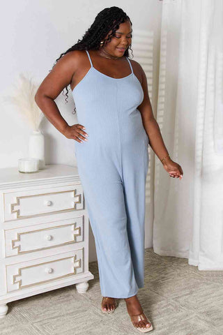 Shop Basic Bae Full Size Spaghetti Strap V-Neck Jumpsuit Now On Klozey Store - Trendy U.S. Premium Women Apparel & Accessories And Be Up-To-Fashion!