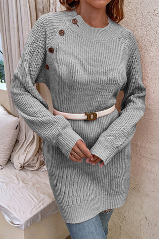 Shop Round Neck Button Detail Ribbed Sweater Now On Klozey Store - Trendy U.S. Premium Women Apparel & Accessories And Be Up-To-Fashion!