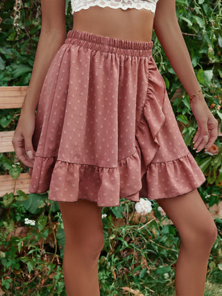Shop Ruffle Hem Elastic Waist Mini Skirt Now On Klozey Store - Trendy U.S. Premium Women Apparel & Accessories And Be Up-To-Fashion!